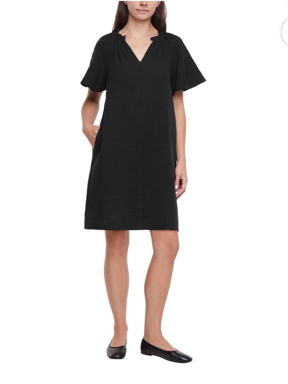 GAP Black Gauze Popover Dress - Women